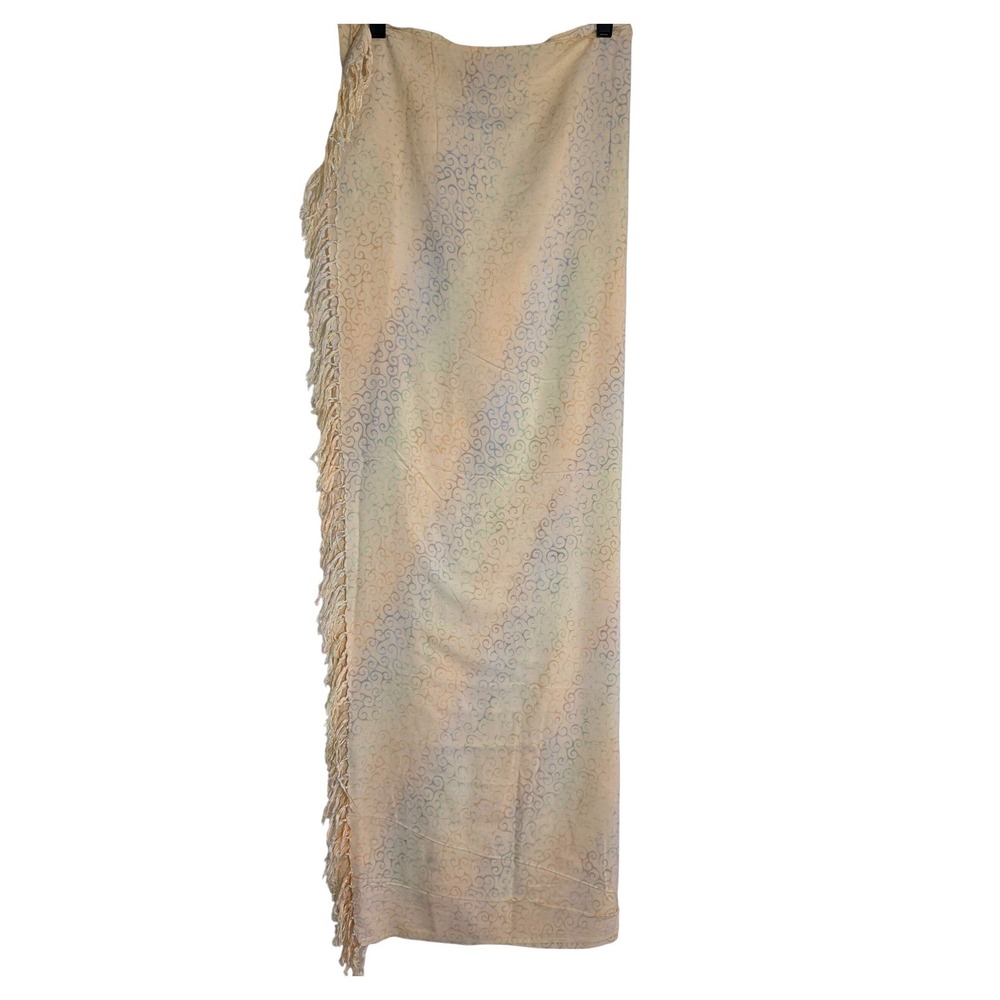 Sarong Wrap Scarf Headwrap Women One Size Pastel Multicolor Boho Fringe EUC - Picture 4 of 6